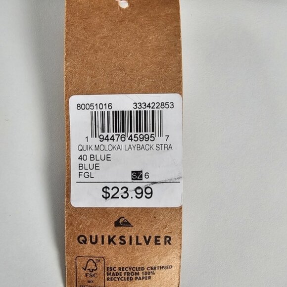 Quiksilver Kids Striped Flip Flops Blue Size 6 New - Picture 4 of 7